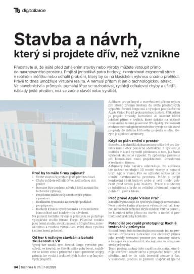 Preview of the article about Strand Forge and Arbimary in Technika a trh magazine